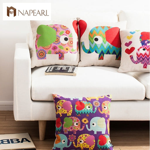Decorative pattern circle fresh small pillow cute cartoon cushion sofa fluid pillow linen animal throw pillows