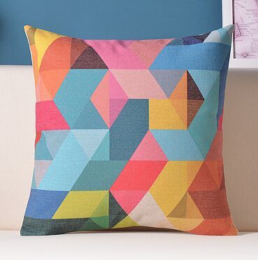 Geometry colorful printedpillow linen cushion abstract brief north european style cushion sofa throw pillow