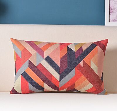 Geometry colorful printedpillow linen cushion abstract brief north european style cushion sofa throw pillow