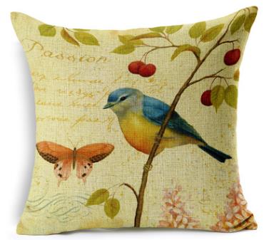 Small hand-painted flowers and butterflies fresh linen sofa cushion car cushion style soft cushion throw pillow seat cushion