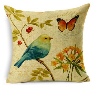 Small hand-painted flowers and butterflies fresh linen sofa cushion car cushion style soft cushion throw pillow seat cushion