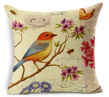 Small hand-painted flowers and butterflies fresh linen sofa cushion car cushion style soft cushion throw pillow seat cushion