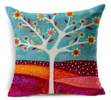 Small fresh flowers hand-painted oil painting tree cotton pillow cushion seat cushion throw pillows