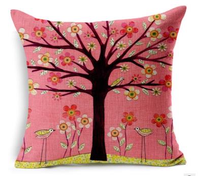 Small fresh flowers hand-painted oil painting tree cotton pillow cushion seat cushion throw pillows
