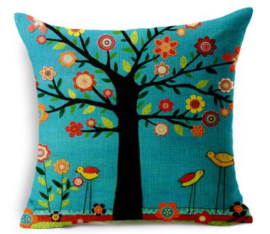 Small fresh flowers hand-painted oil painting tree cotton pillow cushion seat cushion throw pillows