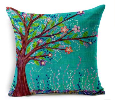 Small fresh flowers hand-painted oil painting tree cotton pillow cushion seat cushion throw pillows