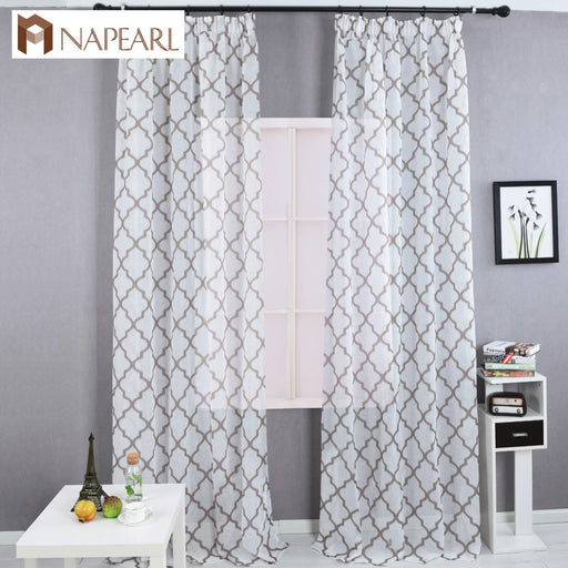 Modern geometric faux linen curtain semi-sheer jacquard kitchen short curtains bedroom living room curtains window treatments
