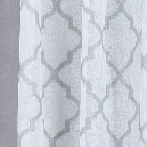 Modern geometric faux linen curtain semi-sheer jacquard kitchen short curtains bedroom living room curtains window treatments