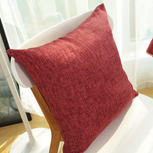 Solid color China Red Decorative Pillows Shell Cushion Cover Cotton Linen Blend  High Quality Home Sofa Decoration