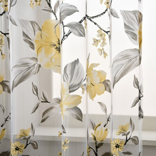 Floral tulle curtains modern sheer fabrics purple home textile kitchen door curtains short curtains living room window treatment