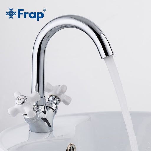 Frap deck mounted dual handle bathroom basin chrome  faucet bath room sink tap hot and cold water mixer torneira F1318