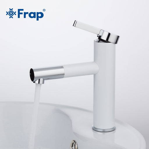 Frap New Arrival White Spray Painting Basin Taps Bathrooms Crane Torneira with Aerator 360 Free Rotating F1052-14.