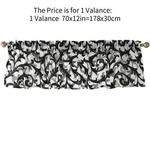 Short curtain valance kitchen window small organza jacquard fabrics black white beige sheer curtain panel tulle window treatment