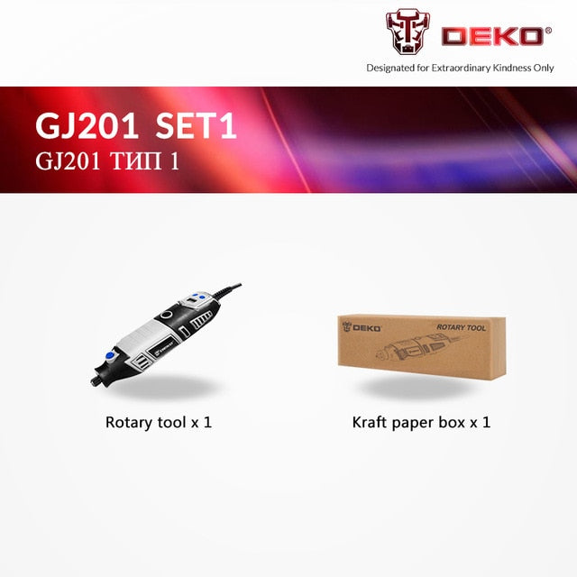 DEKO GJ201 LCD Variable Speed Rotary Tool Dremel Style Engraver Electric Mini Drill Grinder w/ Flexible Shaft 3 Sets to Choose