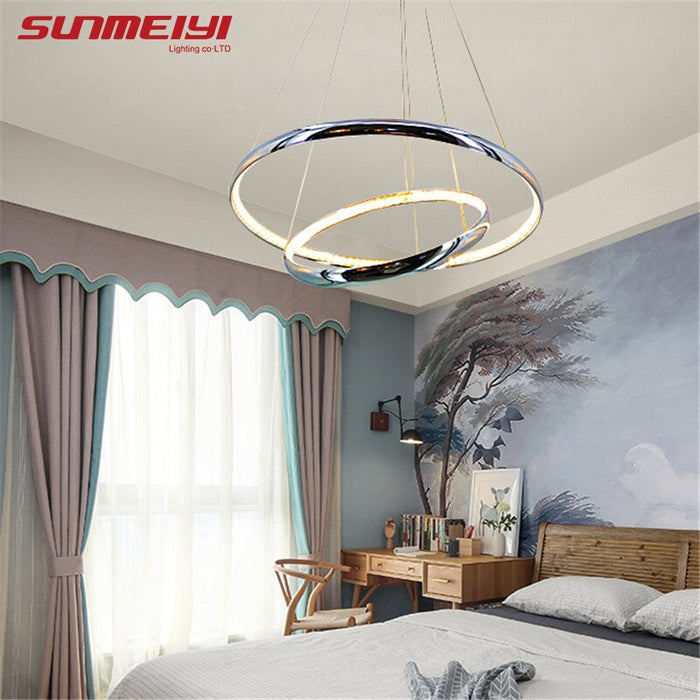 Modern Crystal Aluminum LED Pendant Lights Inside Emit Light Ceiling Hanging Living room Kitchen Luminaire Pendant Lamp