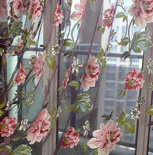 NAPEARL New classical classic flower curtain window screening customize finished products purple tulle curtain