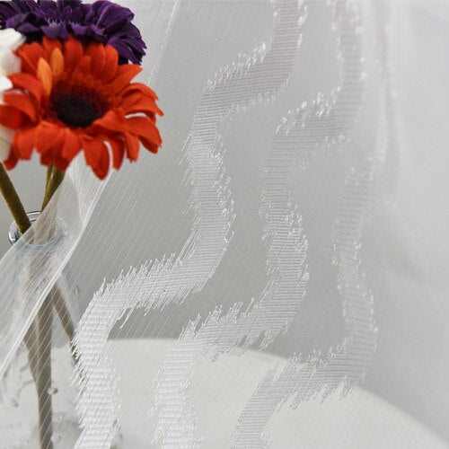NAPEARL Stirped tulle curtains modern window treatments white sheer fabrics ready made jacquard kitchen door curtains balcony
