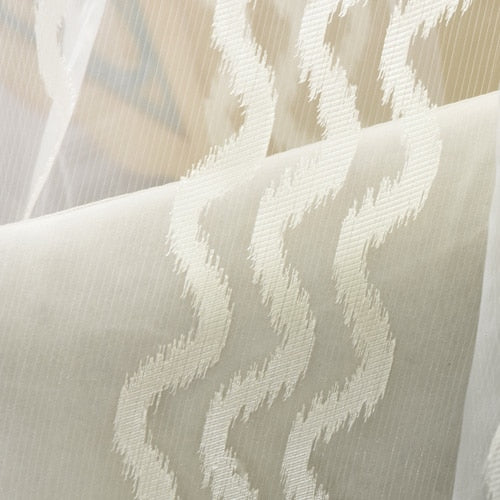 NAPEARL Stirped tulle curtains modern window treatments white sheer fabrics ready made jacquard kitchen door curtains balcony