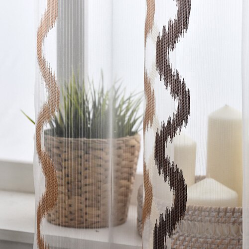 NAPEARL Stirped tulle curtains modern window treatments white sheer fabrics ready made jacquard kitchen door curtains balcony