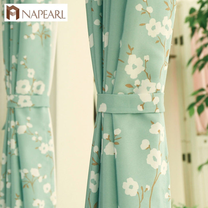 NAPEARL Fresh flowers green curtain Korea living room bedroom fabrics children room window treatment modern kitchen curtain door