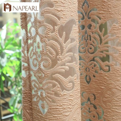 NAPEARL European luxury design gray coffee curtain kitchen 3d curtains multicolored nice curtain for living room curtain fabrics