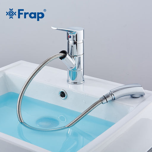 Frap High Quality Pull Out Bathroom Basin Sink Faucet Single Handle Hot and Cold Water Crane Vessel Sink Mixer Tap Y10113