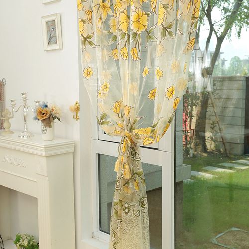NAPEARL Fashion design modern transparent tulle curtains window treatments living room children bedroom colorful yellow sheer
