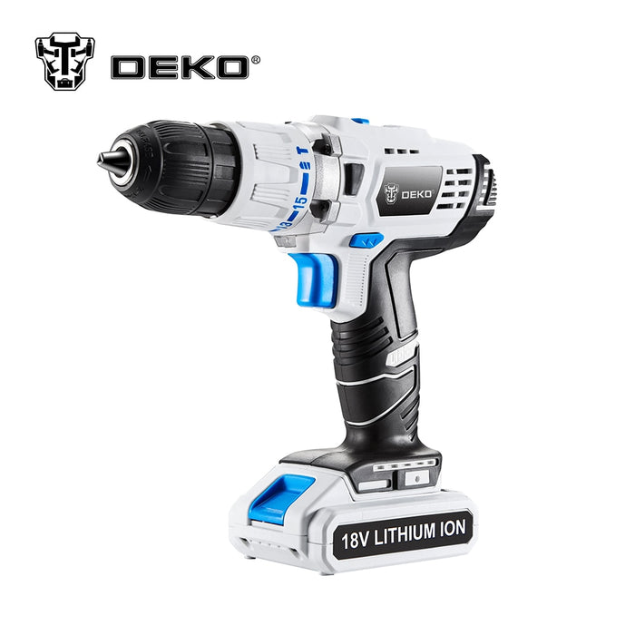 DEKO GCD18DU3 Electric Impact Drill Power Driver 18-Volt DC Lithium-Ion Battery Screwdriver Cordless Drill 13mm 50N.m 2-Speed