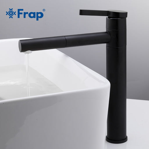 Frap New Arrival High black Spray Painting Basin Taps Bathroom faucet Crane Torneira with Aerator 360 Free Rotating Y10121