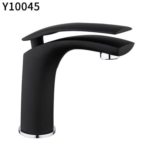Frap  4 colors bath Basin Faucet Bathroom Faucets taps Solid White black Brass Cold & Hot Water Single Handle Sink Tap Mixer