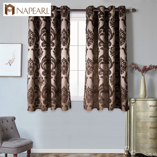 NAPEARL Short kitchen window grommet top treatments modern curtain for living room ready made jacquard semi-blackout curtains