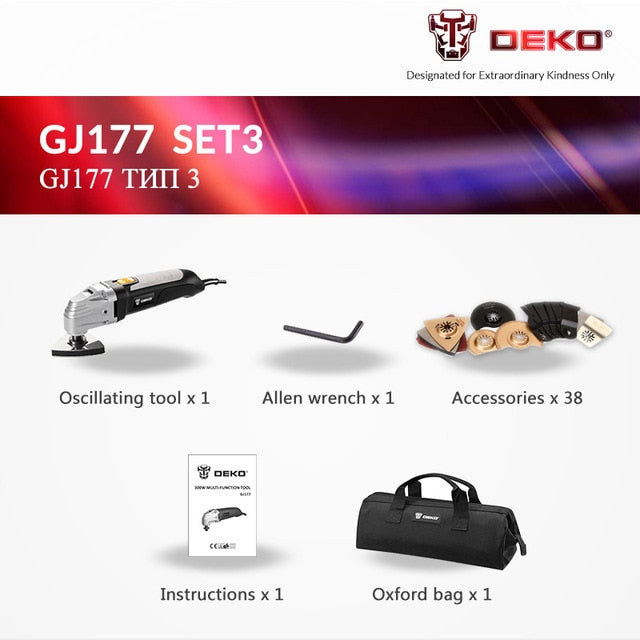 DEKO 220V Variable Speed Electric Multifunction Oscillating Tool Kit Multi-Tool Power Tool Electric Trimmer Saw w/ Accessories