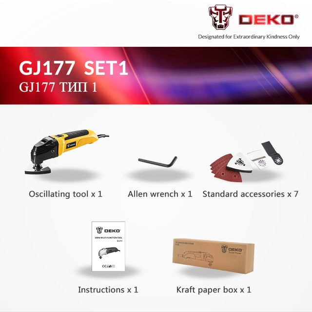 DEKO 220V Variable Speed Electric Multifunction Oscillating Tool Kit Multi-Tool Power Tool Electric Trimmer Saw w/ Accessories