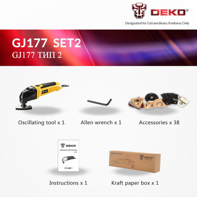 DEKO 220V Variable Speed Electric Multifunction Oscillating Tool Kit Multi-Tool Power Tool Electric Trimmer Saw w/ Accessories