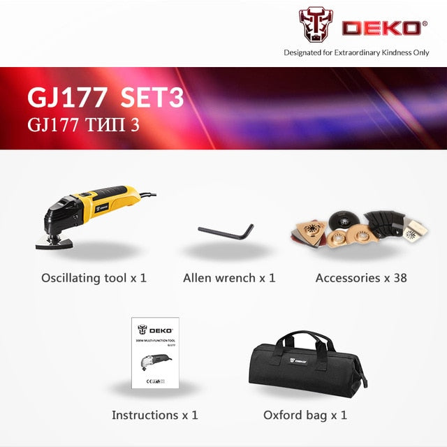 DEKO 220V Variable Speed Electric Multifunction Oscillating Tool Kit Multi-Tool Power Tool Electric Trimmer Saw w/ Accessories