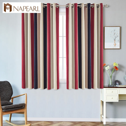 Short striped ready made grommet top treatments living room window curtains for modern blackout curtains for  window curtains