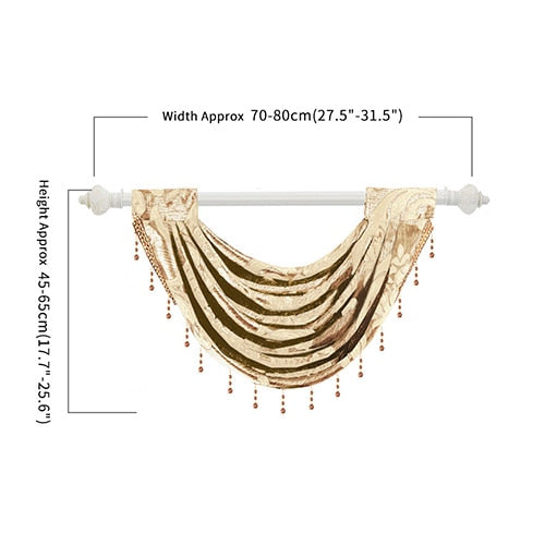 NAPEARL Beaded Decorative Valance Floral Kitchen Rod Pocket Curtains Jacquard Treatment Curtains Luxury Modern Thick Curtains