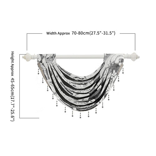 NAPEARL Beaded Decorative Valance Floral Kitchen Rod Pocket Curtains Jacquard Treatment Curtains Luxury Modern Thick Curtains