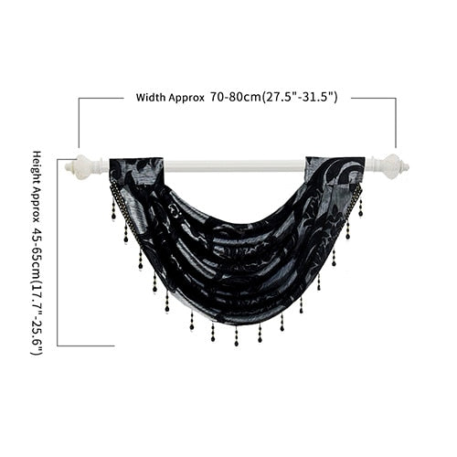 NAPEARL Beaded Decorative Valance Floral Kitchen Rod Pocket Curtains Jacquard Treatment Curtains Luxury Modern Thick Curtains