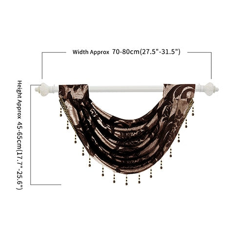 NAPEARL Beaded Decorative Valance Floral Kitchen Rod Pocket Curtains Jacquard Treatment Curtains Luxury Modern Thick Curtains