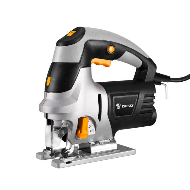 DEKO Laser Jig Saw, Variable Speed Includes 6pcs Blades, Metal Ruler, Dust Pipe, Allen Wrench Electric Saw Tools