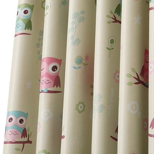 NAPEARL Blackout curtains cartoon owl kid bedroom window Grommet top treatment with tulle curtains panel modern short