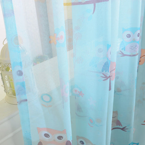 NAPEARL Blackout curtains cartoon owl kid bedroom window Grommet top treatment with tulle curtains panel modern short