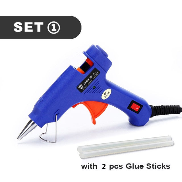 DEKO 20W EU Plug Hot Melt Glue Gun with 7mm Glue Stick Industrial Mini Guns Thermo Electric Heat Temperature Tool