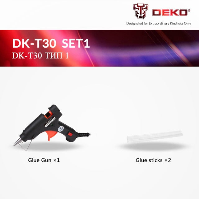 DEKO 30W 80W 120W 100-240(V) EU Plug Hot Melt Glue Gun with Glue Stick Industrial Guns Thermo Electric Heat Temperature Tool