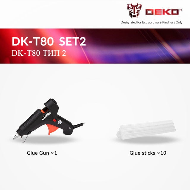 DEKO 30W 80W 120W 100-240(V) EU Plug Hot Melt Glue Gun with Glue Stick Industrial Guns Thermo Electric Heat Temperature Tool