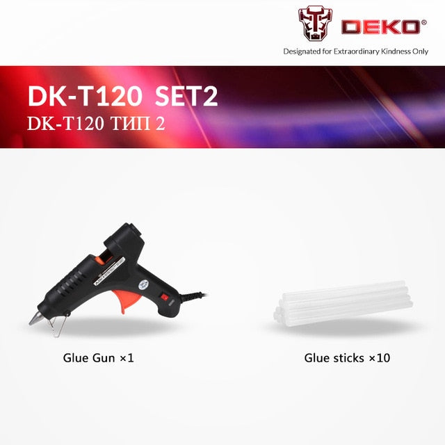 DEKO 30W 80W 120W 100-240(V) EU Plug Hot Melt Glue Gun with Glue Stick Industrial Guns Thermo Electric Heat Temperature Tool