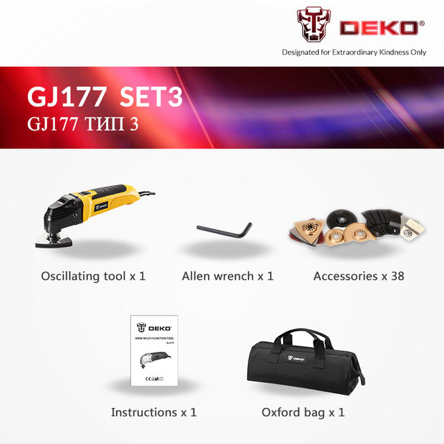 DEKO 110V/220V Variable Speed Electric Multifunction Oscillating Tool Kit Multi-Tool Power Tool Electric Trimmer Saw Accessories