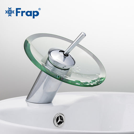 Frap Excellent Quality Solid brass Bathroom Basin Mixer Tap Waterfall Faucet Sink Vessel Chrome Polished Finish Glass F1055-2
