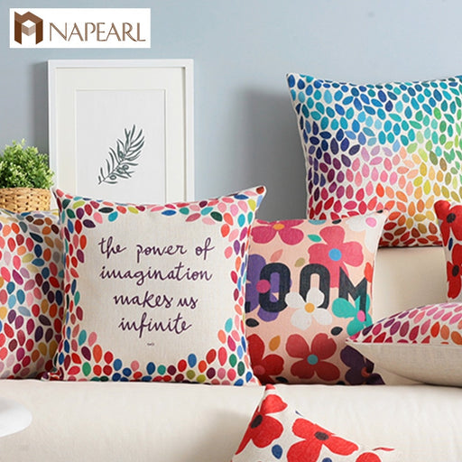 NAPEARL Manufactured Dot Printed Floral Cushion Cover for Living Room Sofa Pillowcase Cotton Chair Pillow High Quality Fabrics